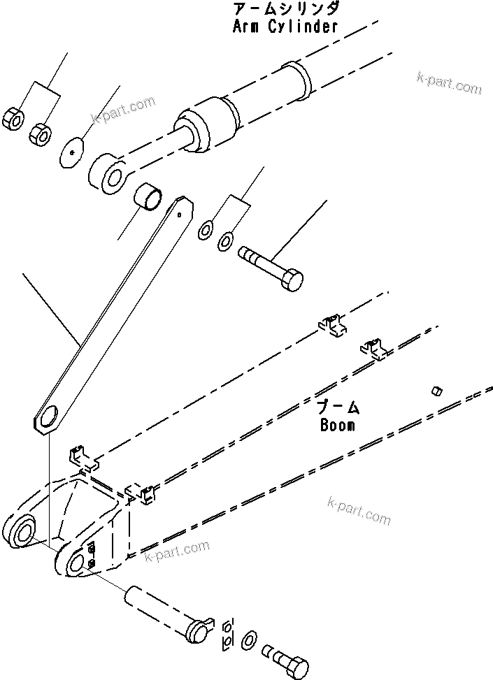 Komatsu parts book diagram for PC290-8K S/N 10001-UP ( Standard Machine ): PARTS FOR LESS ARM(#10001-)