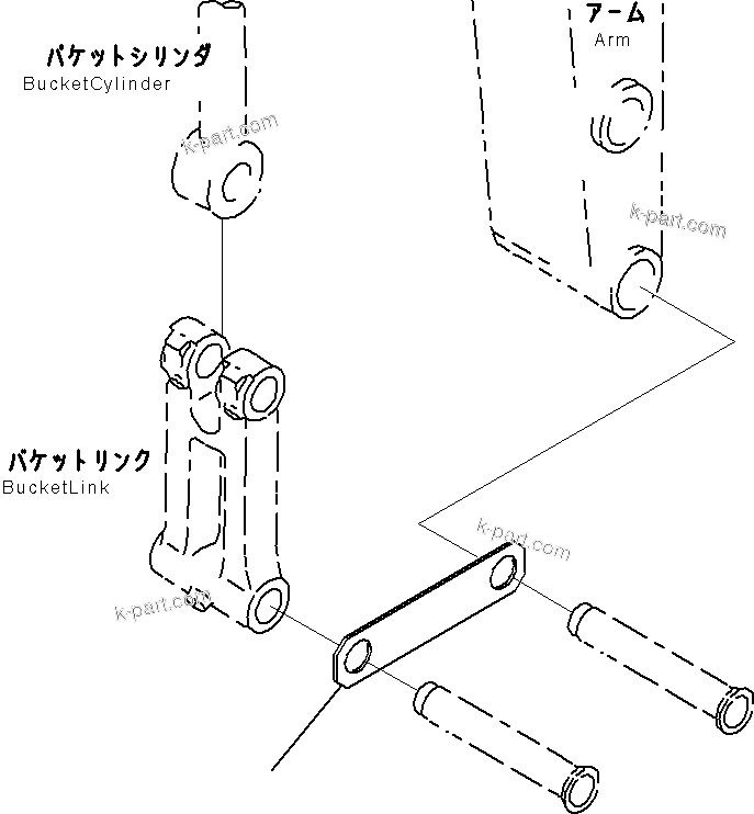 Komatsu parts book diagram for PC290-8K S/N 10001-UP ( Standard Machine ): PARTS FOR LESS BUCKET(#10001-)