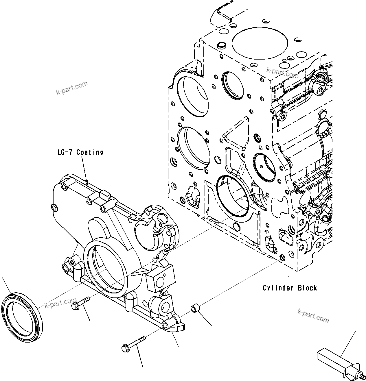 Komatsu parts book diagram for SAA6D107E-1E S/N 21711506-UP (For PC290LC/NLC-8): FRONT GEAR TRAIN COVER