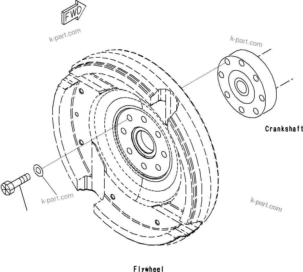 Komatsu parts book diagram for SAA6D107E-1E S/N 21711506-UP (For PC290LC/NLC-8): FLYWHEEL MOUNTS