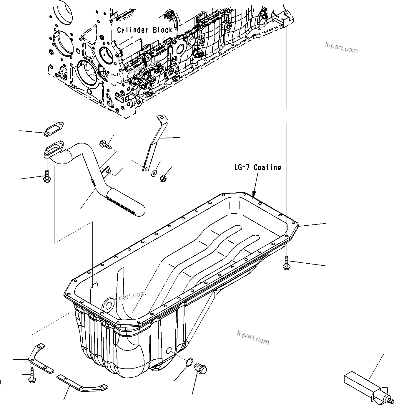 Komatsu parts book diagram for SAA6D107E-1E S/N 21711506-UP (For PC290LC/NLC-8): ENGINE OIL PAN