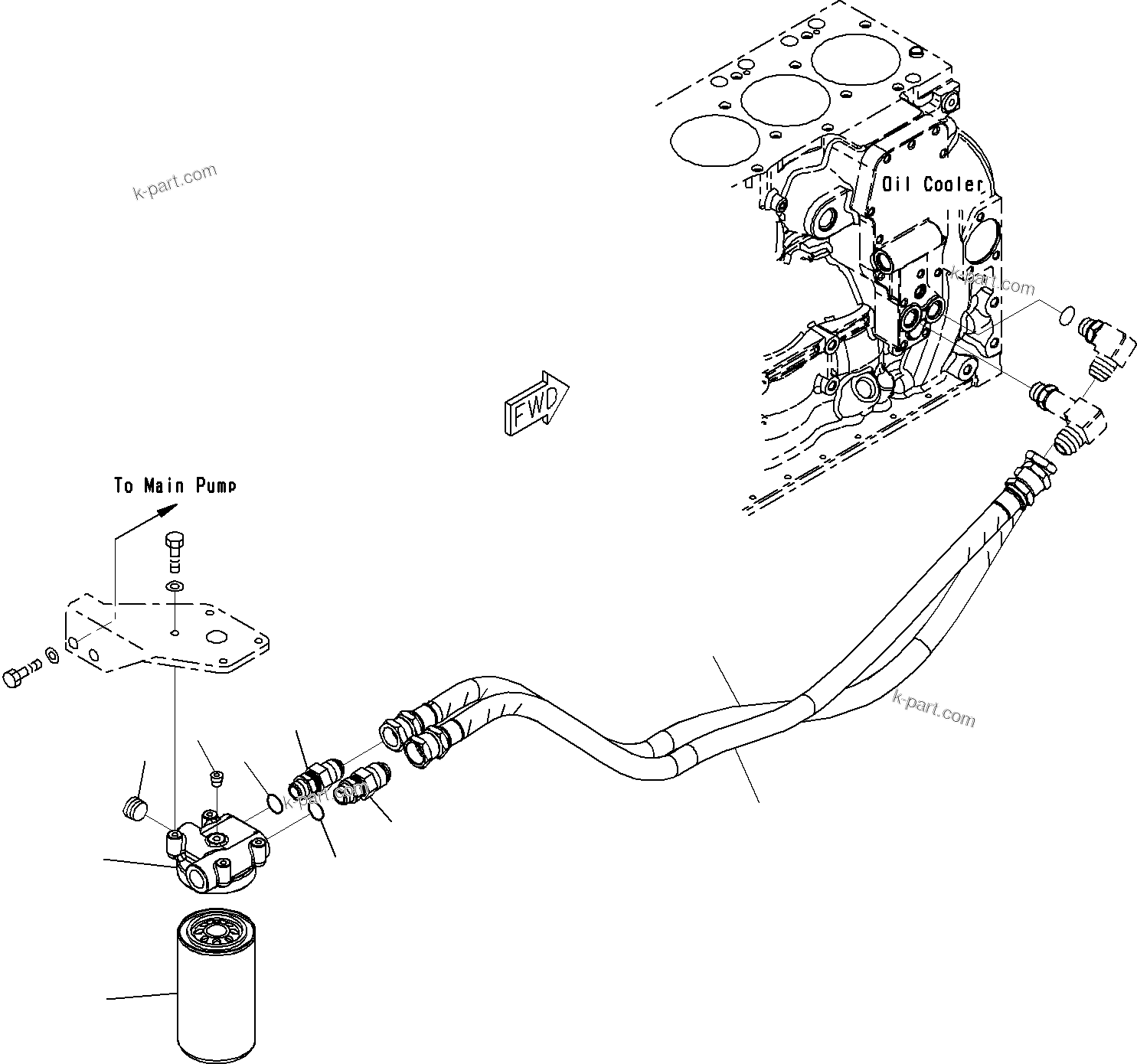 Komatsu parts book diagram for SAA6D107E-1E S/N 21711506-UP (For PC290LC/NLC-8): ENGINE OIL FILTER