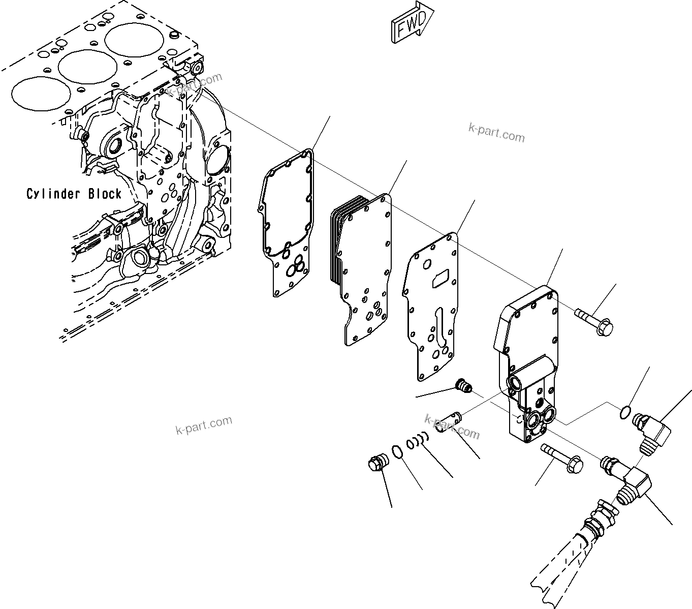 Komatsu parts book diagram for SAA6D107E-1E S/N 21711506-UP (For PC290LC/NLC-8): ENGINE OIL COOLER