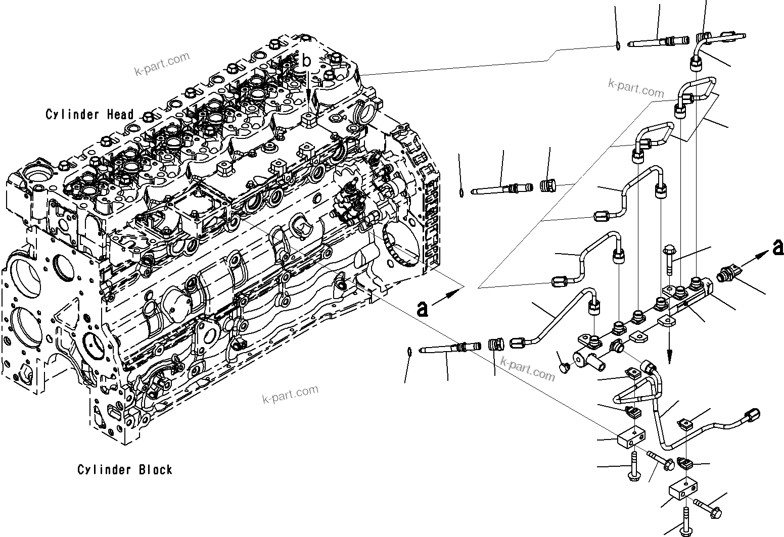 Komatsu parts book diagram for SAA6D107E-1E S/N 21711506-UP (For PC290LC/NLC-8): FUEL INJECTION PIPING