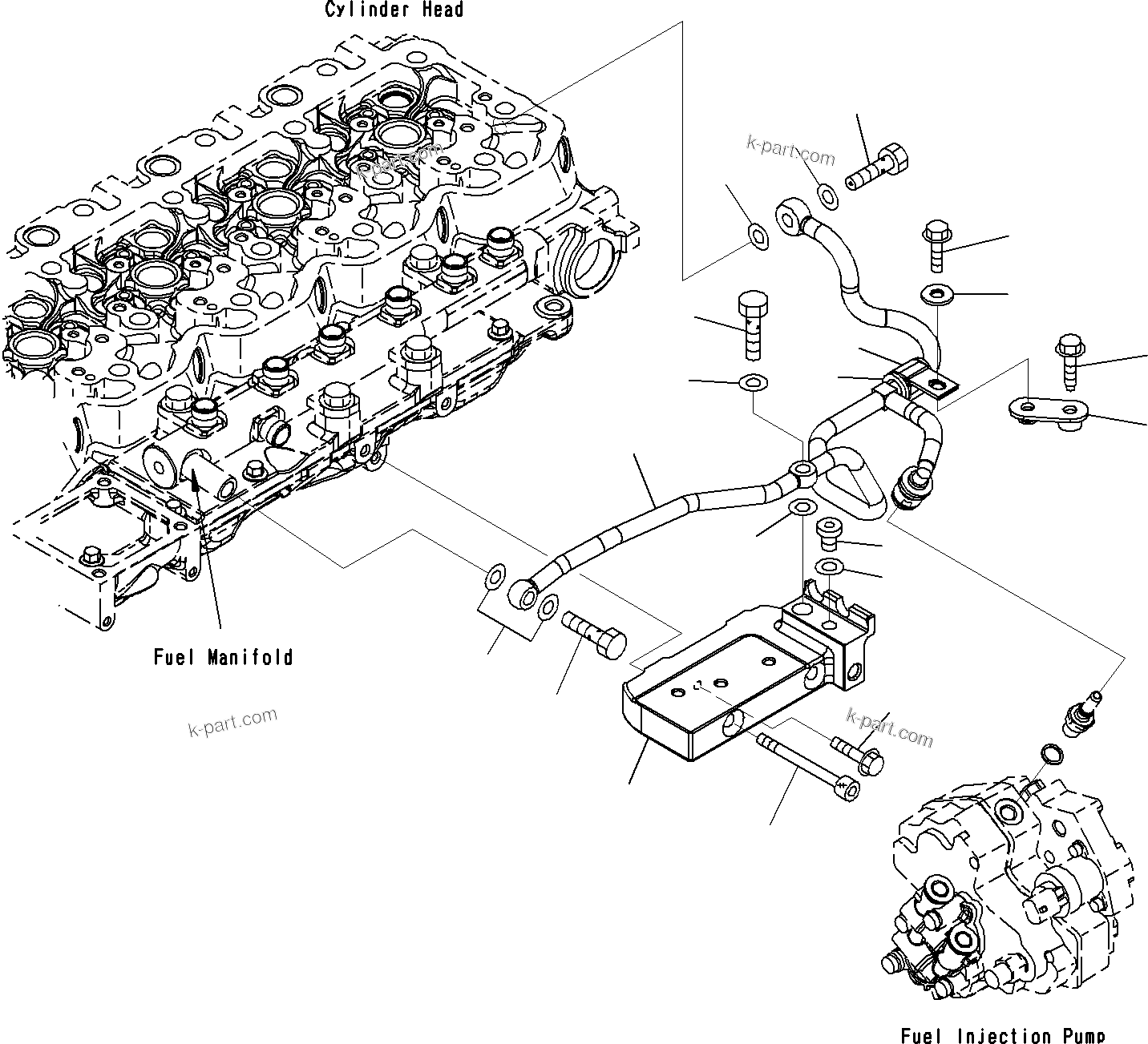 Komatsu parts book diagram for SAA6D107E-1E S/N 21711506-UP (For PC290LC/NLC-8): FUEL PIPING