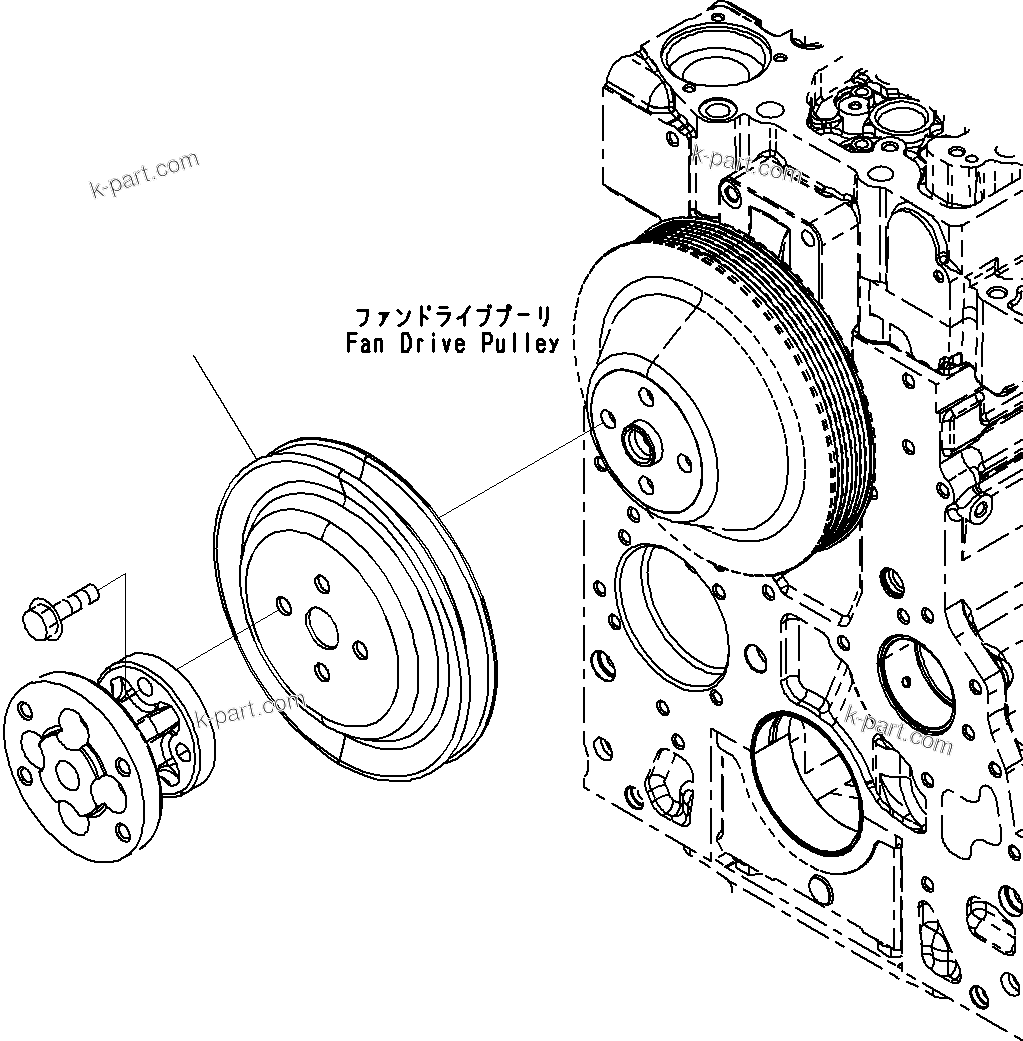 Komatsu parts book diagram for SAA6D107E-1E S/N 21711506-UP (For PC290LC/NLC-8): COOLING FAN DRIVE PULLEY