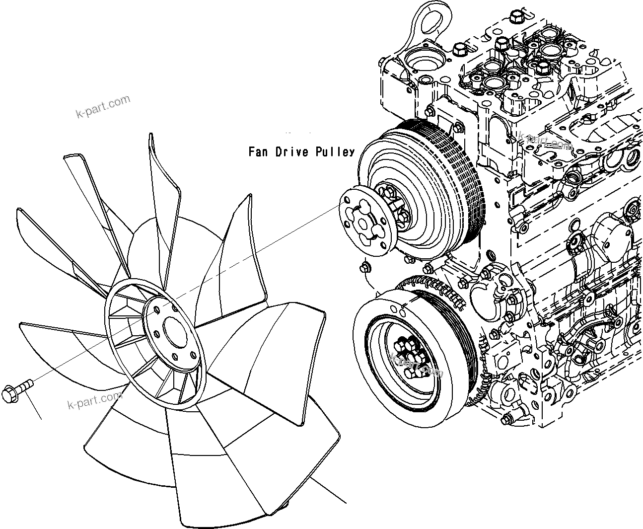 Komatsu parts book diagram for SAA6D107E-1E S/N 21711506-UP (For PC290LC/NLC-8): COOLING FAN