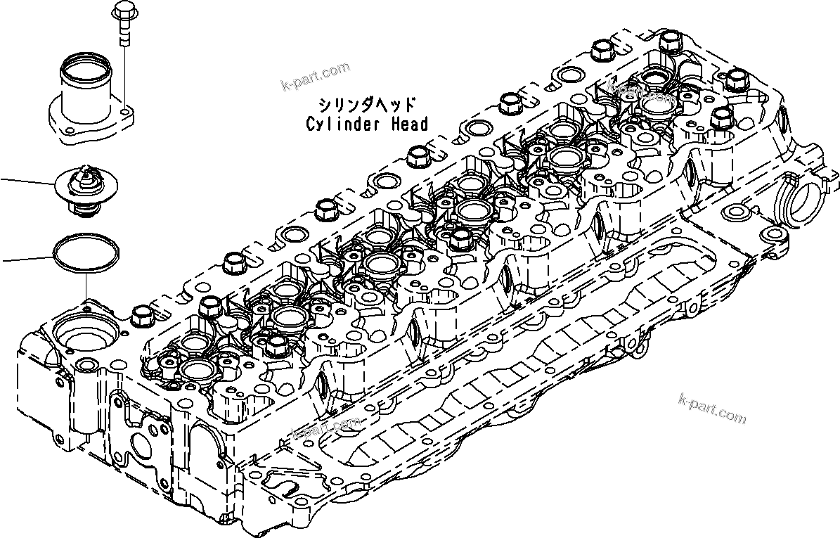 Komatsu parts book diagram for SAA6D107E-1E S/N 21711506-UP (For PC290LC/NLC-8): THERMOSTAT