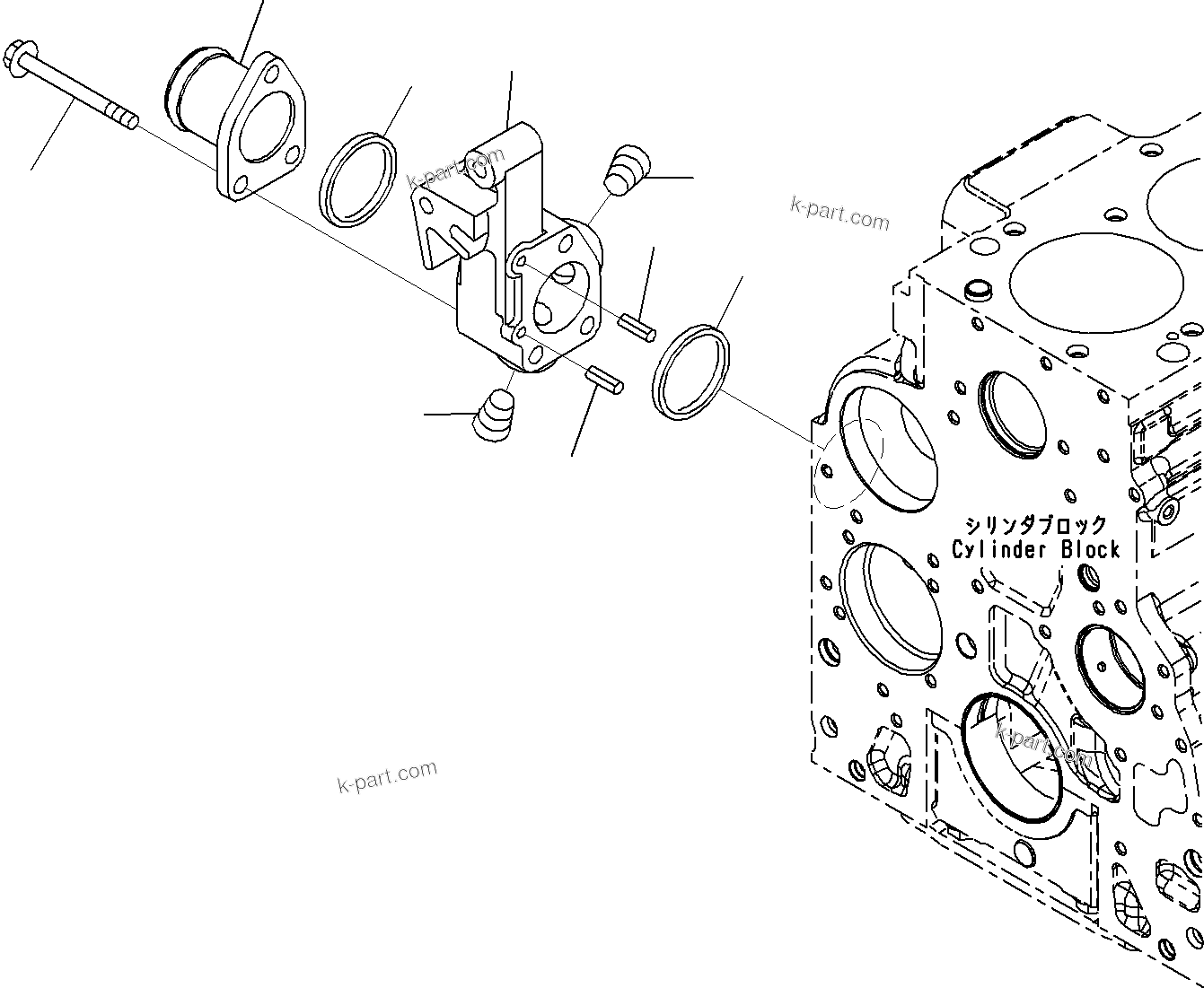 Komatsu parts book diagram for SAA6D107E-1E S/N 21711506-UP (For PC290LC/NLC-8): COOLANT INLET CONNECTOR