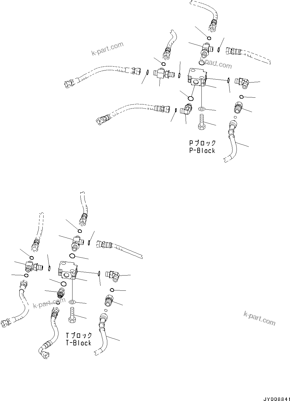 Komatsu parts book diagram for PC55MR-3 S/N 15001-UP: ? ?МЮ, МЫ ?, P, T МЮЫЇёҐј ?Щ(#15001-16000)