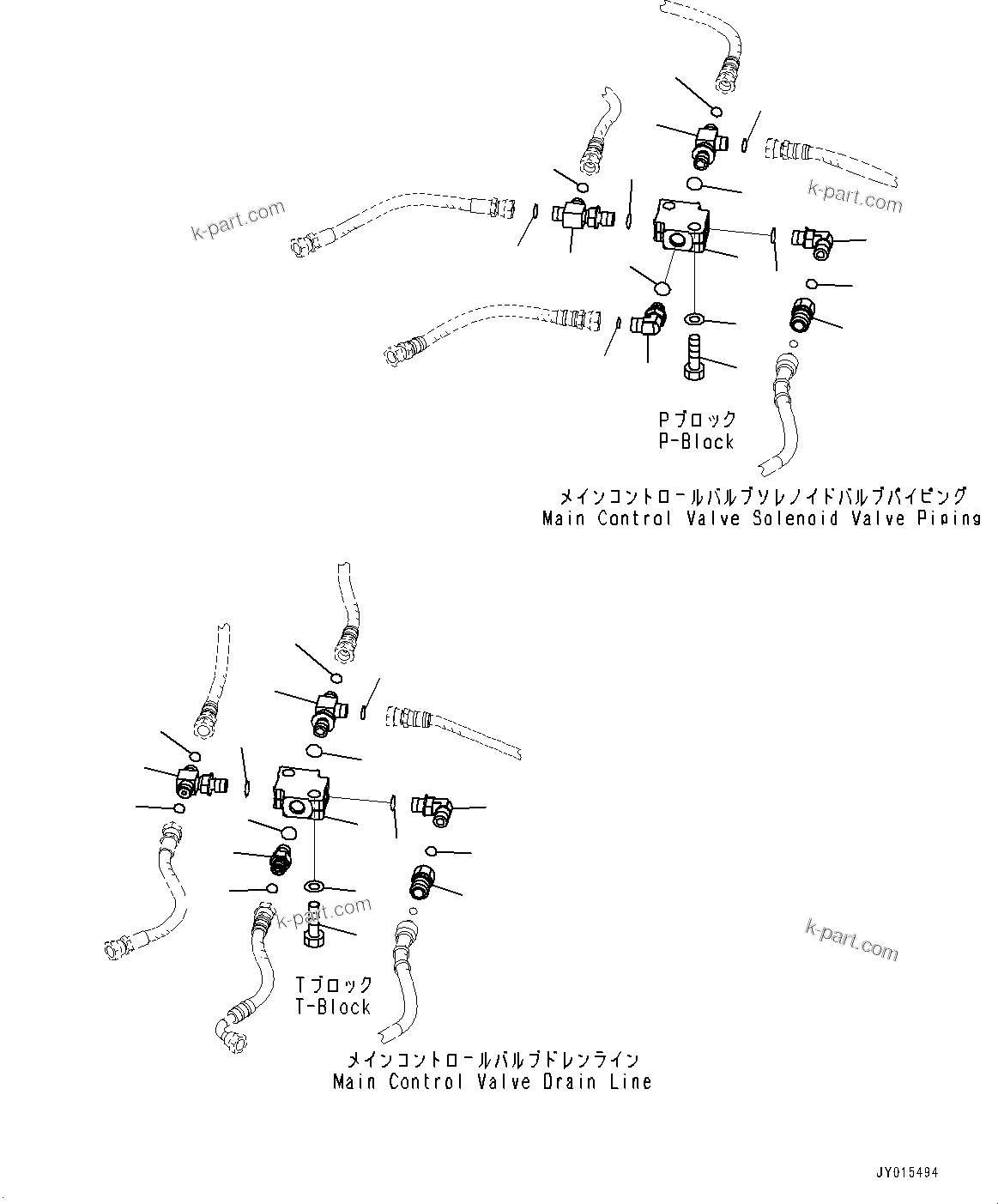 Komatsu parts book diagram for PC55MR-3 S/N 15001-UP: ? ?МЮ, МЫ ?, P, T МЮЫЇёҐј ?Щ(#16001-16500)