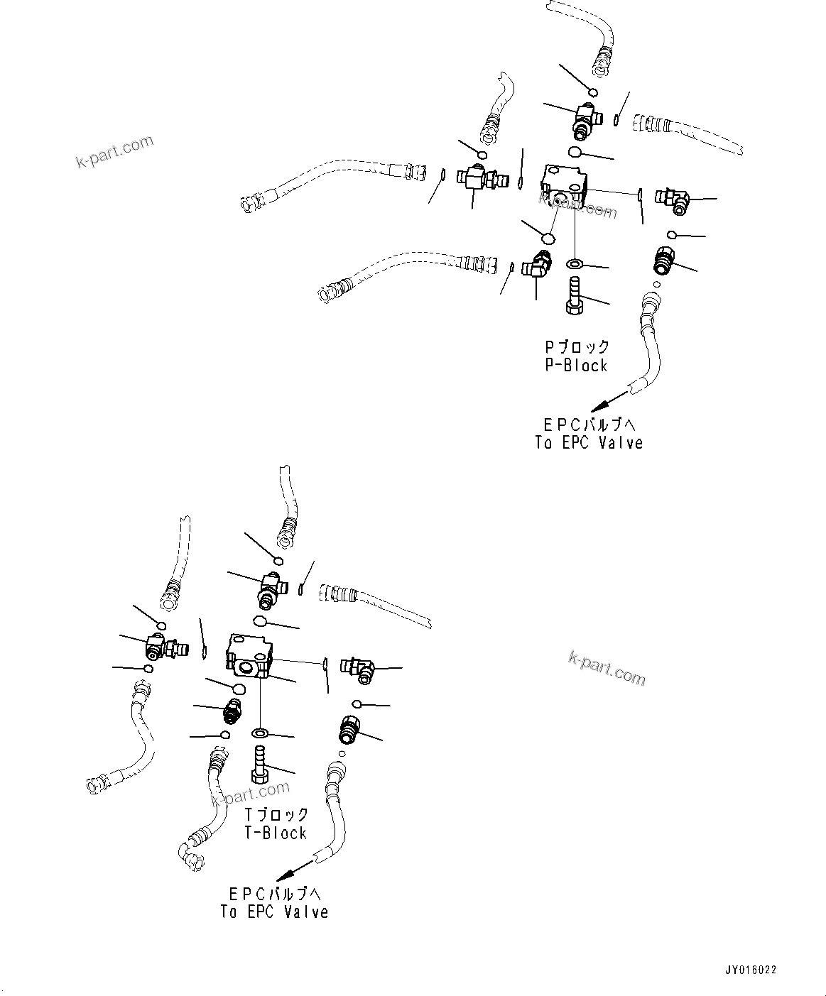 Komatsu parts book diagram for PC55MR-3 S/N 15001-UP: ? ?МЮ, МЫ ?, P, T МЮЫЇёҐј ?Щ(#16501-)