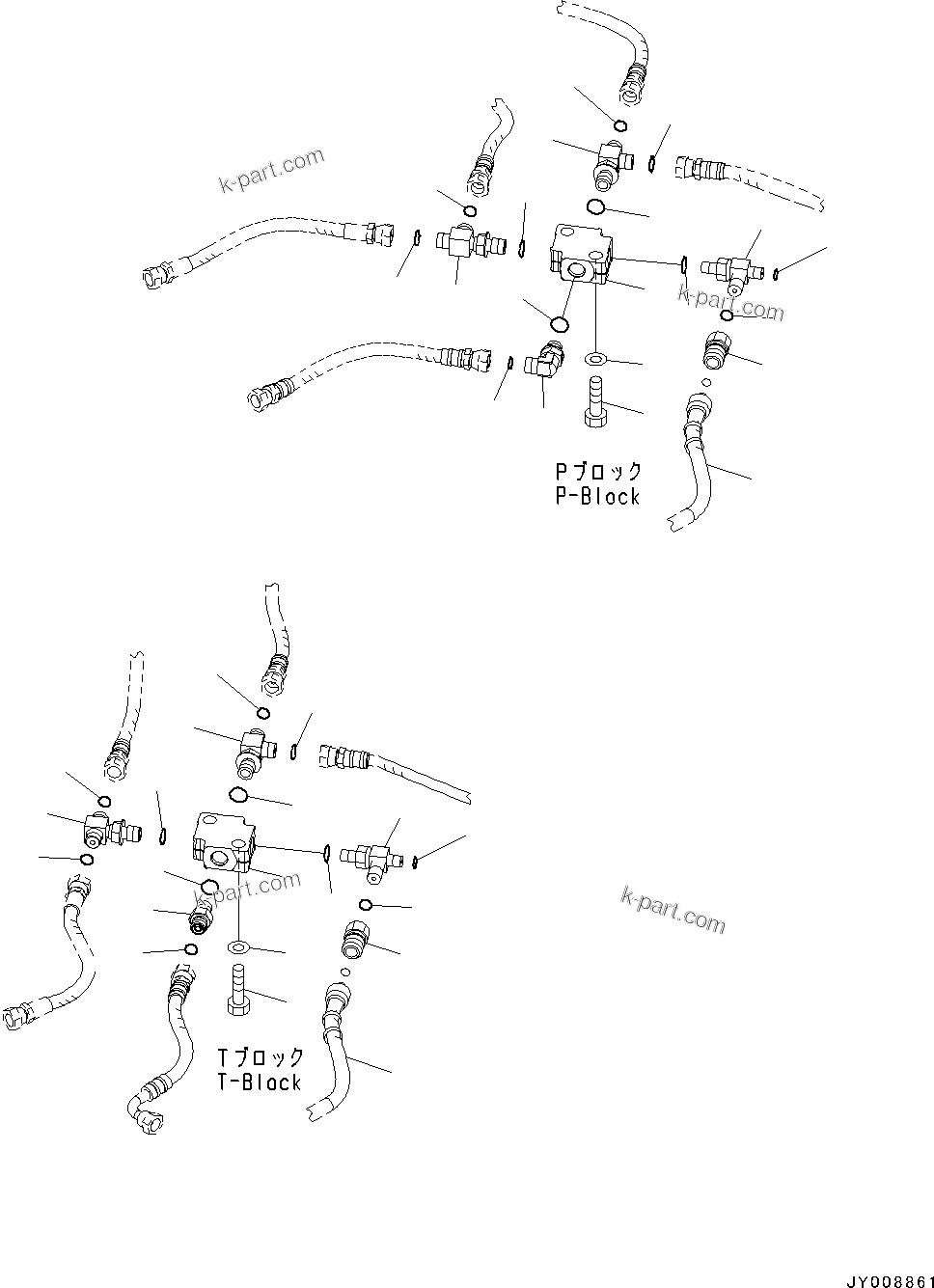Komatsu parts book diagram for PC55MR-3 S/N 15001-UP: МЫ ? МЪ ?С, МЫ ?, P, T МЮЫЇёҐј ?Щ (1‘ќђЭ  ?ёБ ?ґ ?А”ZЉЗ •T)(#16001-16500)