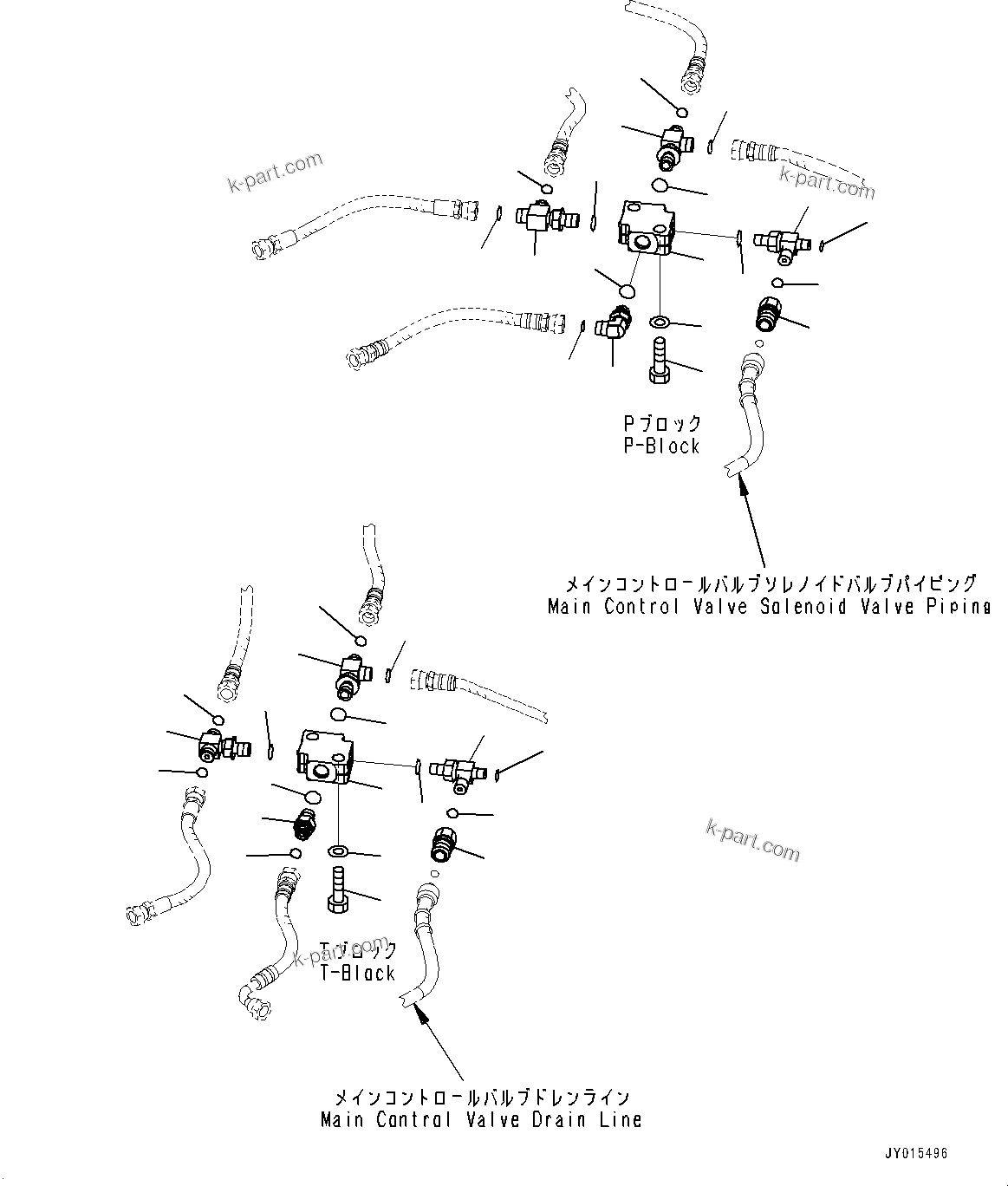 Komatsu parts book diagram for PC55MR-3 S/N 15001-UP: ? ?МЮ, МЫ ?, P, T МЮЫЇёҐј ?Щ (1‘ќђЭ  ?ёБ ?ґ ?А”ZЉЗ •T)(#16001-16500)