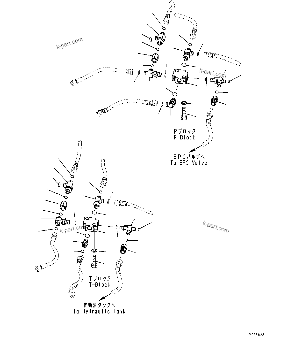 Komatsu parts book diagram for PC55MR-3 S/N 15001-UP: ? ?МЮ, МЫ ?, P, T МЮЫЇёҐј ?Щ (КЯЬ ?  ?ЭёЮЩ КЯЬ ? БЩД МЮЪ ?ДЮ, 1‘ќђЭ  ?ёБ ?ґ ?А”ZЉЗ •T)(#15001-16000)