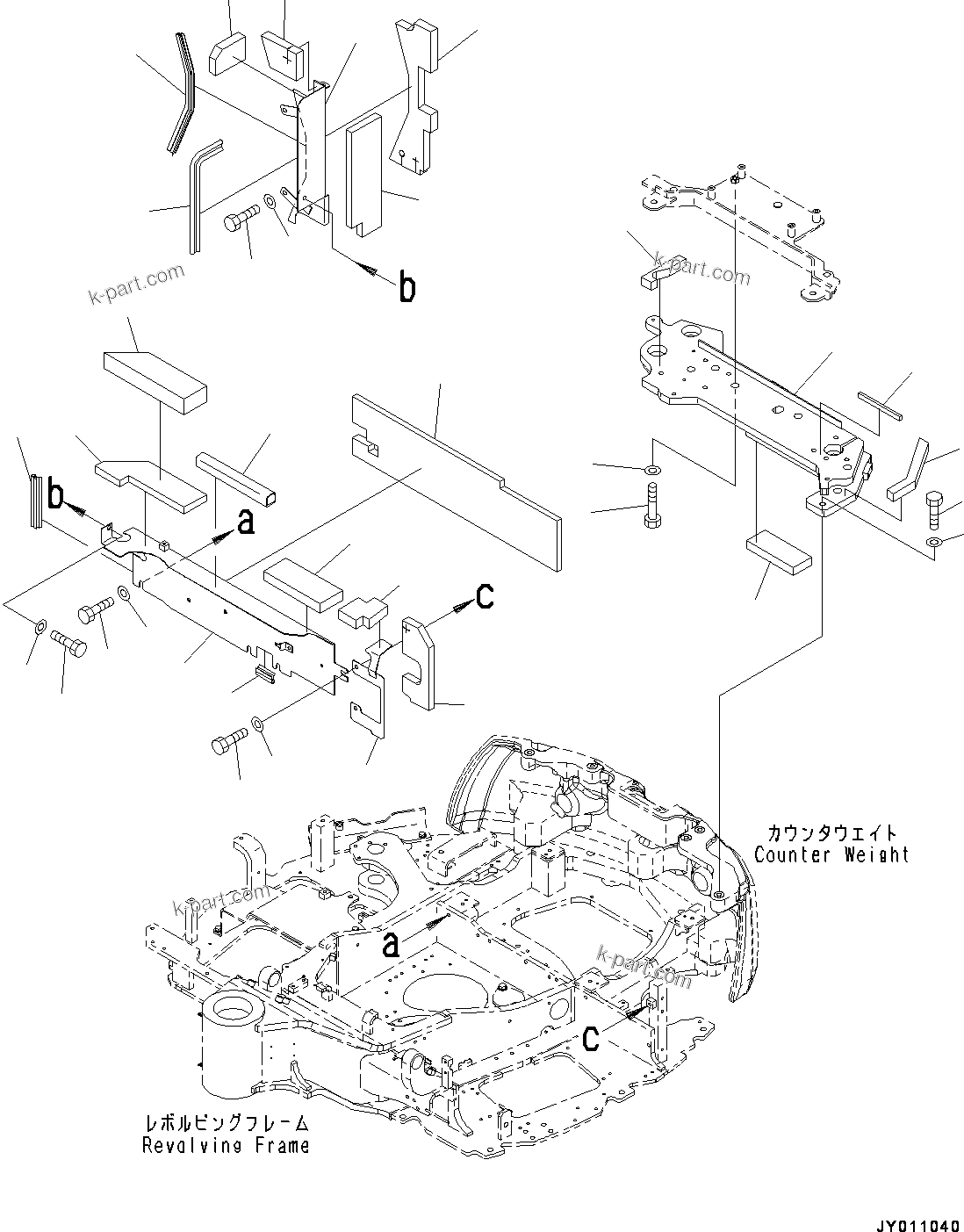 Komatsu parts book diagram for PC55MR-3 S/N 15001-UP: М ?ДЮ, МЮЧ№ЇД (ROPS  ? ?МЮ •T)(#15001-15426)
