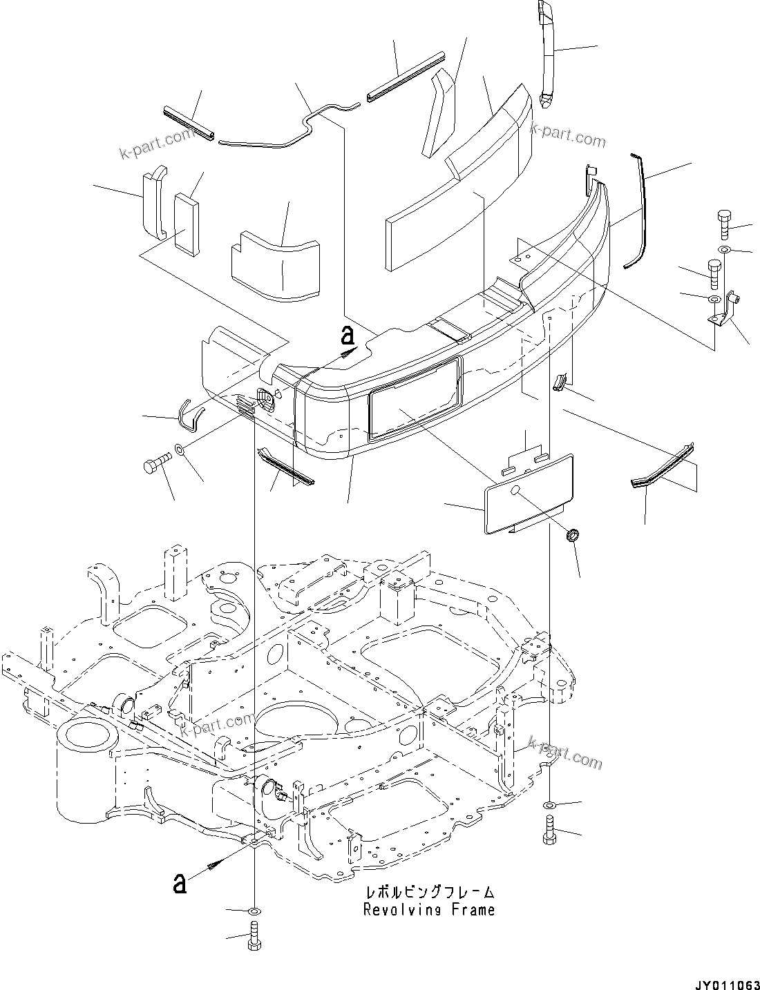 Komatsu parts book diagram for PC55MR-3 S/N 15001-UP: Ќ ?  ?КЮ ?, (“ъ–{ —P)(#15001-16500)