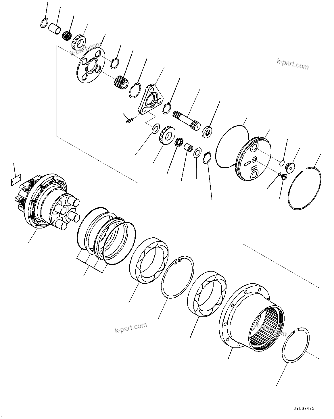 Komatsu parts book diagram for PC55MR-3 S/N 15001-UP: ДЧЇё МЪ ?С, ‘–ЌS У ?А Ќ\ђ ?•”•I (1/3)(#15401-16000)