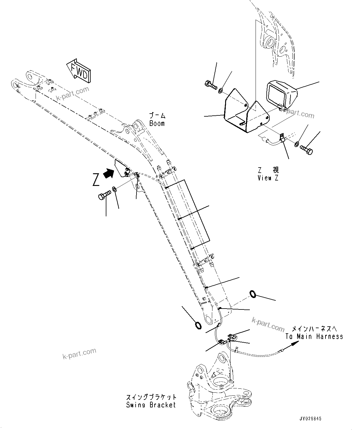 Komatsu parts book diagram for PC55MR-3 S/N 15001-UP: МЮ ?С ХЖЇД, Ќм‹Ж“” (2/2) (2900MM МЮ ?С)(#16001-)