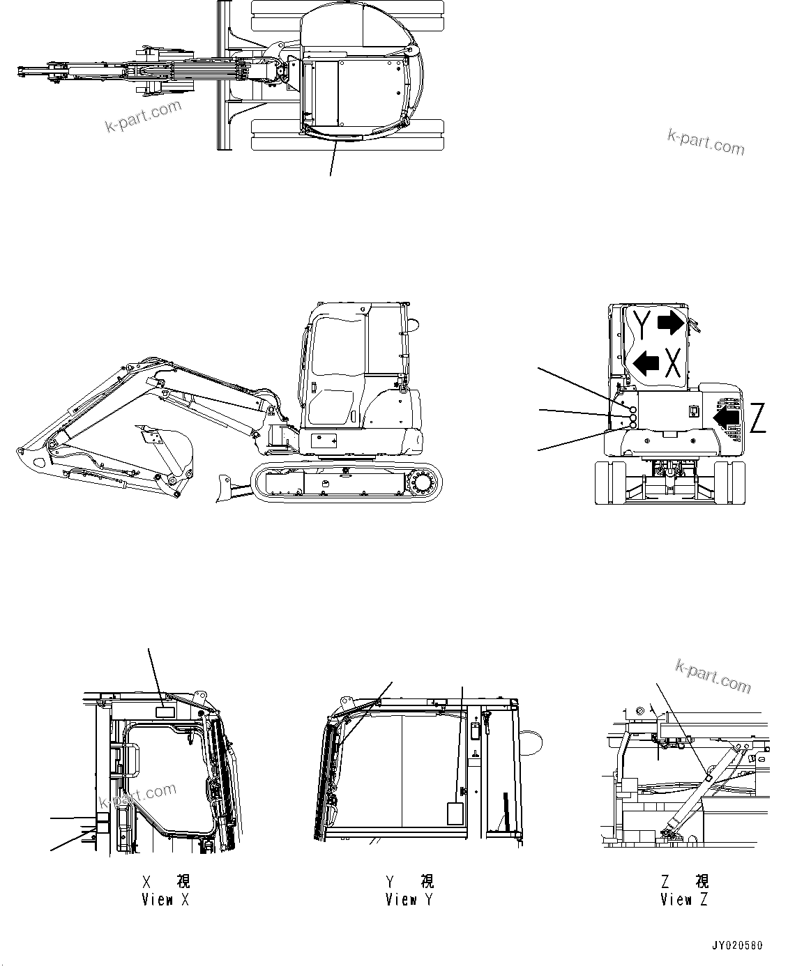 Komatsu parts book diagram for PC55MR-3 S/N 15001-UP: ‘ЂЌм ЪКЮ ? КЯА ?Э, ‘ЂЌм ЪКЮ ? КЯА ?ЭҐЉЉ‚иЋ~‚Я ј ?Д (“ъ–{ЊкЋWЋ ?,  ? ?МЮ—P, КЯЬ ?  ?ЭёЮЩ КЯЬ ? БЩД)(#16920-)