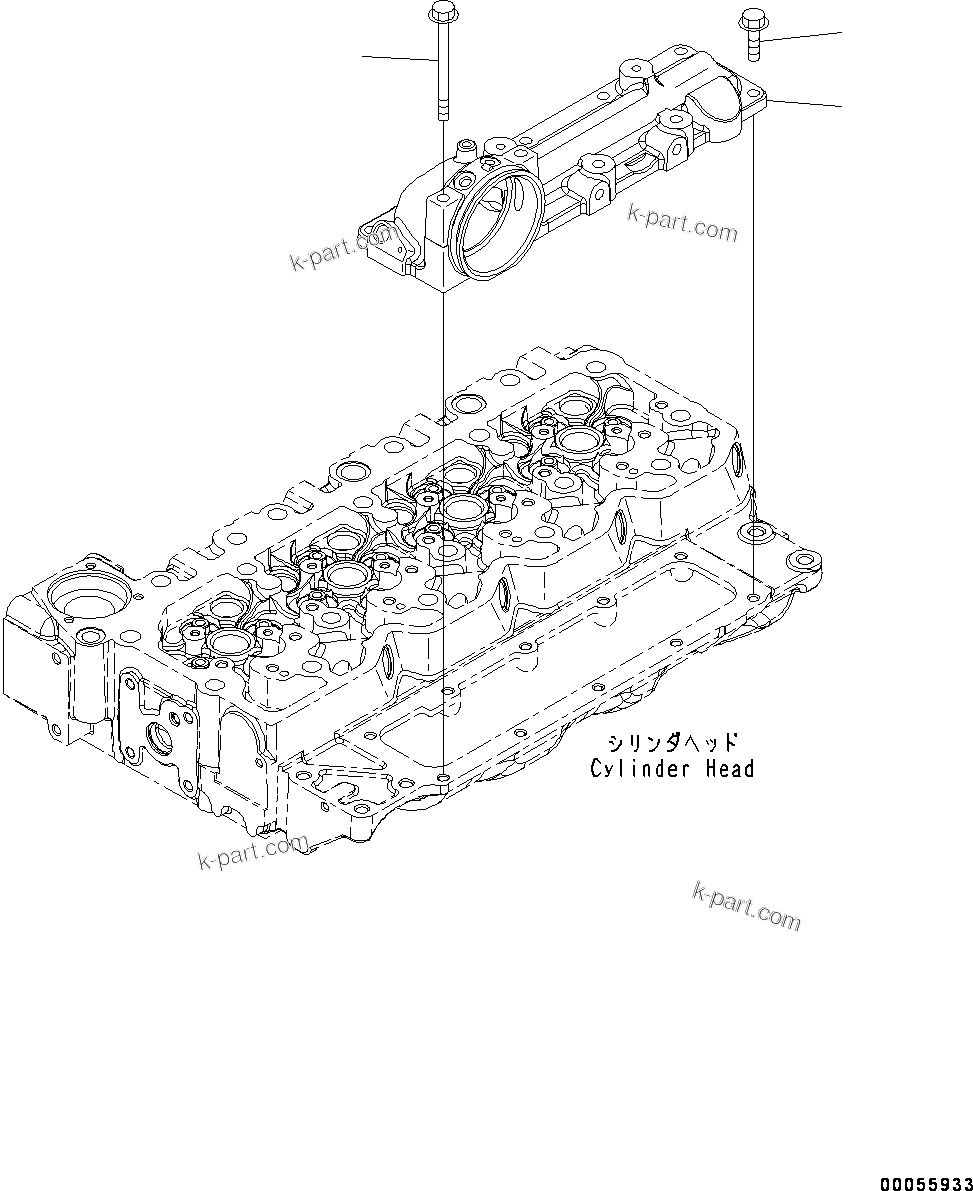 Komatsu parts book diagram for SAA4D107E-1D S/N 26527701-UP (For PC160LC-8): AIR INTAKE MANIFOLD (#26527701-)
