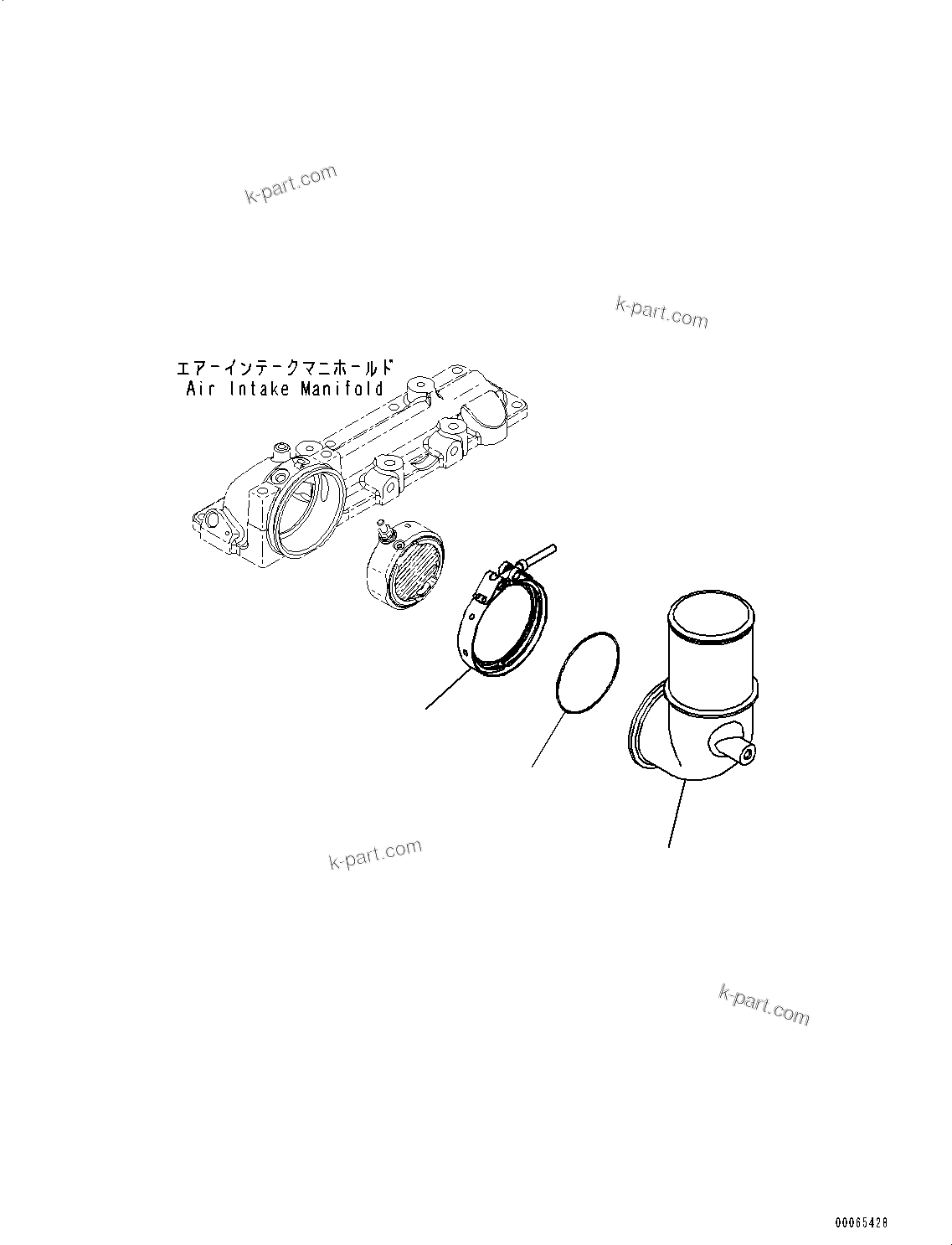 Komatsu parts book diagram for SAA4D107E-1D S/N 26527701-UP (For PC160LC-8): AIR INTAKE CONNECTOR (#26527701-)