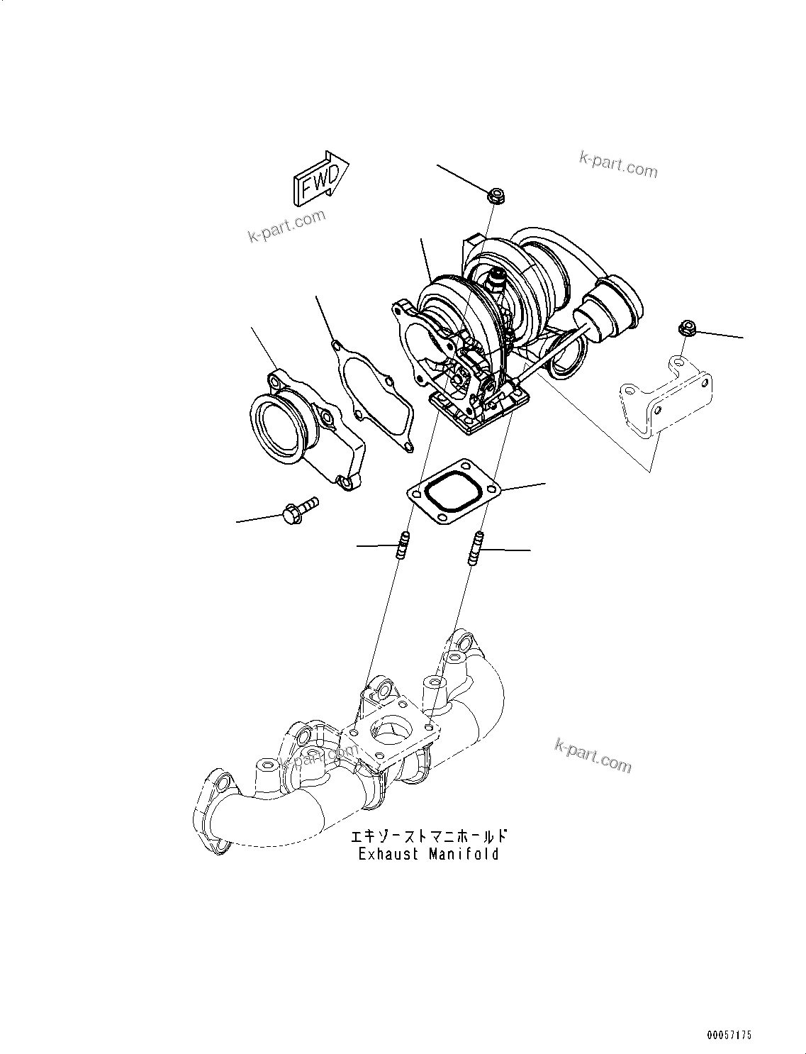 Komatsu parts book diagram for SAA4D107E-1D S/N 26527701-UP (For PC160LC-8): TURBOCHARGER (#26527701-)