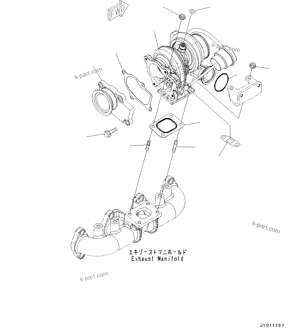 Komatsu parts book diagram for SAA4D107E-1D S/N 26527701-UP (For PC160LC-8): TURBOCHARGER (#26527701-)