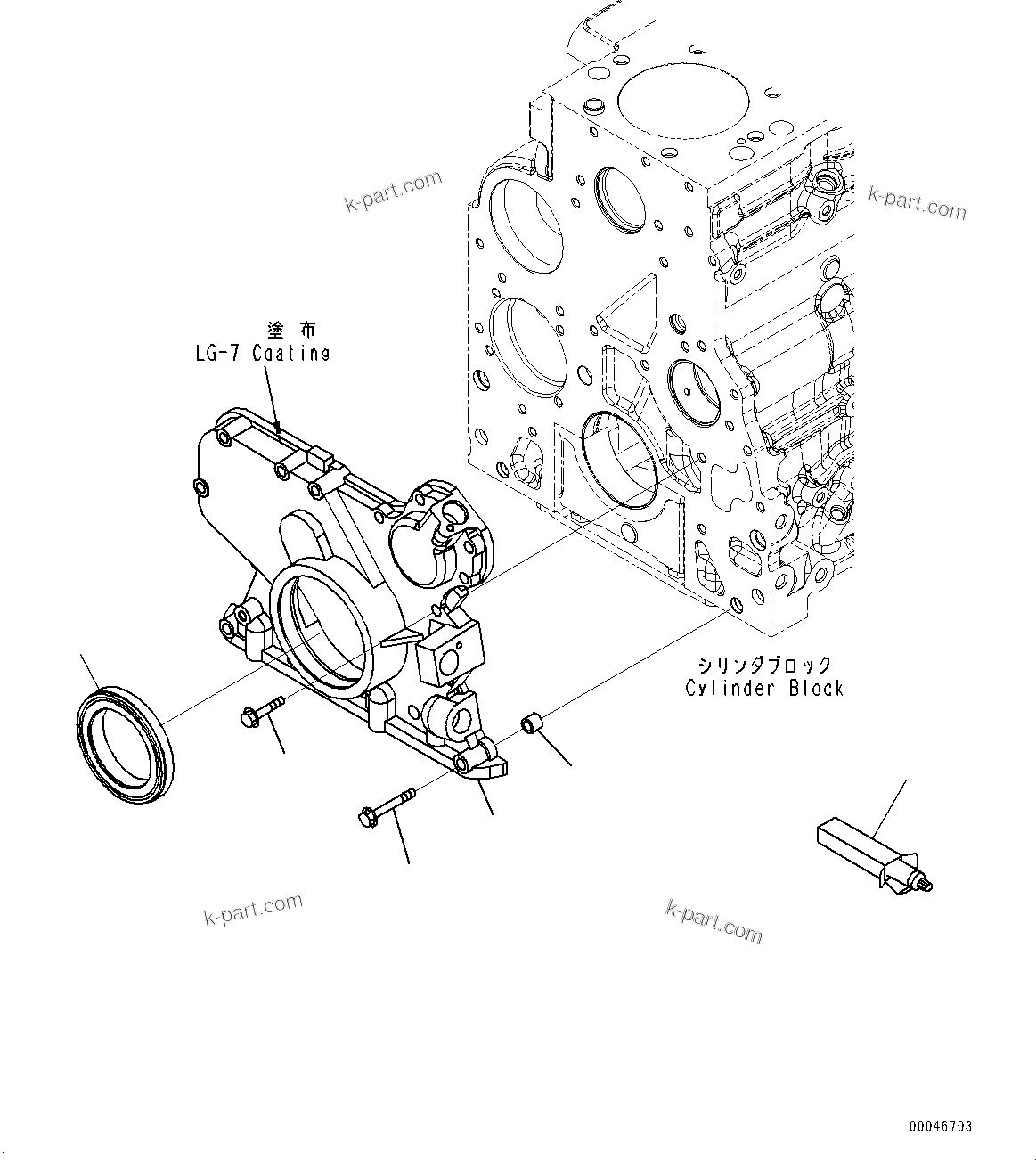 Komatsu parts book diagram for SAA4D107E-1D S/N 26527701-UP (For PC160LC-8): FRONT GEAR COVER (#26527701-)