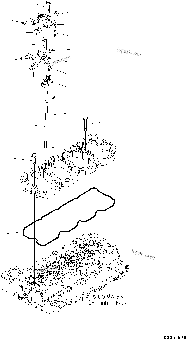 Komatsu parts book diagram for SAA4D107E-1D S/N 26527701-UP (For PC160LC-8): ROCKER ARM (#26527701-)