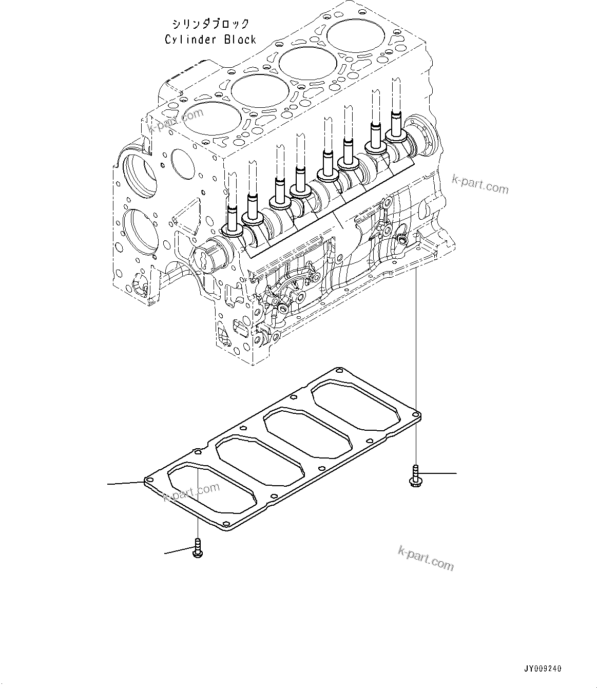 Komatsu parts book diagram for SAA4D107E-1D S/N 26527701-UP (For PC160LC-8): TAPPET AND BLOCK PLATE, RELATED PARTS (#26527701-)