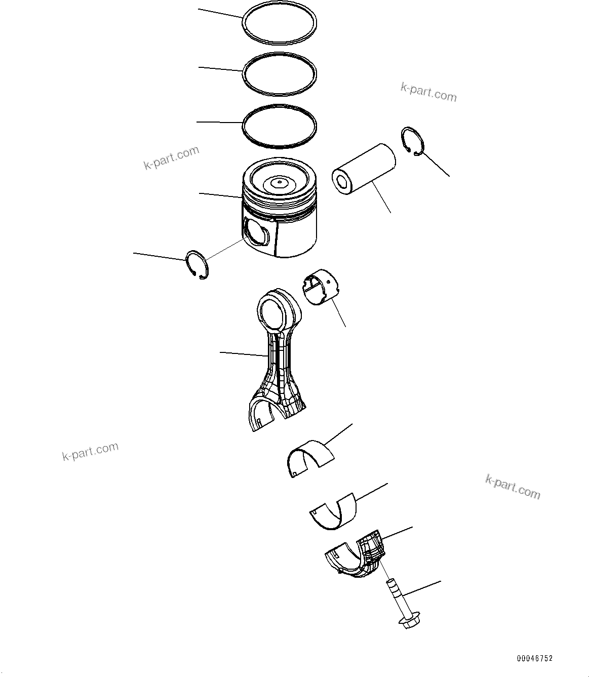 Komatsu parts book diagram for SAA4D107E-1D S/N 26527701-UP (For PC160LC-8): PISTON AND CONNECTING ROD (#26527701-)