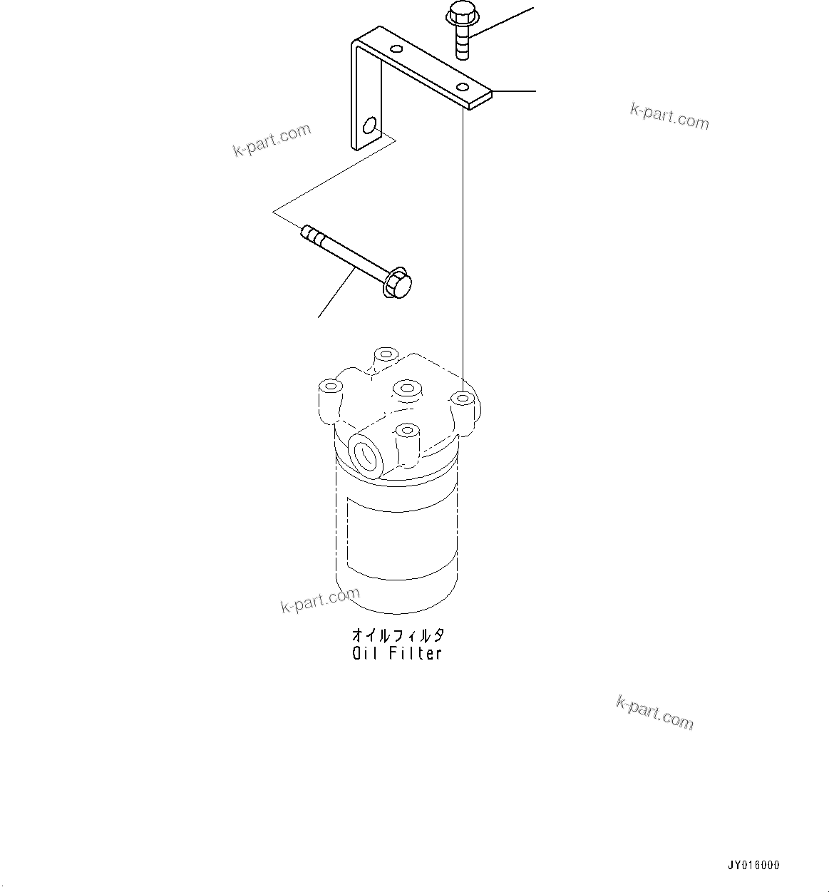 Komatsu parts book diagram for SAA4D107E-1D S/N 26527701-UP (For PC160LC-8): ENGINE OIL FILTER BRACKET (#26556885-)
