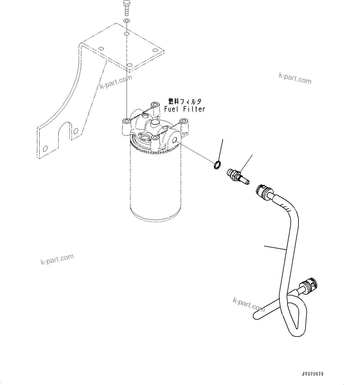 Komatsu parts book diagram for SAA4D107E-1D S/N 26527701-UP (For PC160LC-8): FUEL FILTER PIPING (#26527701-)