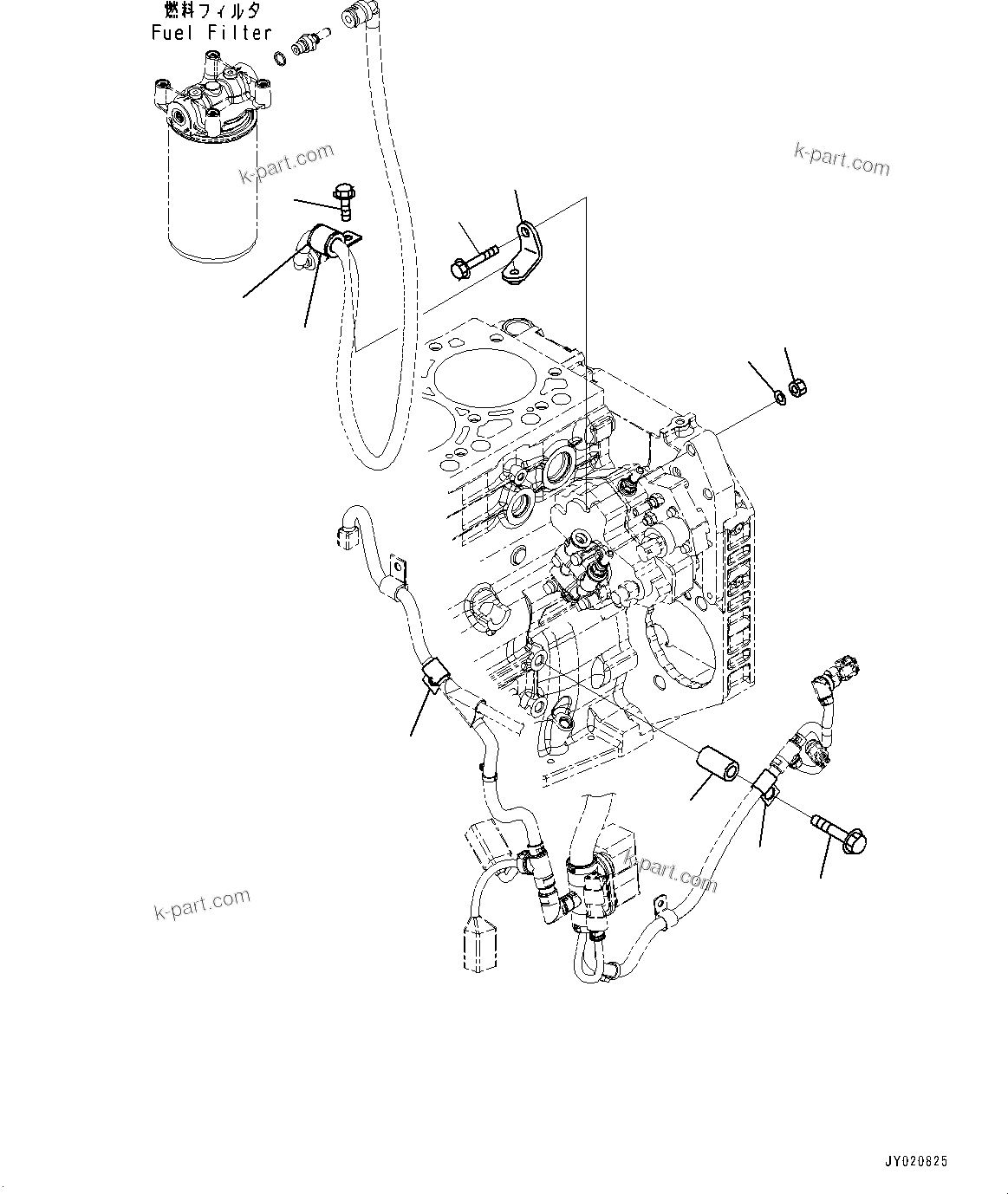Komatsu parts book diagram for SAA4D107E-1D S/N 26527701-UP (For PC160LC-8): FUEL FILTER MOUNTING (#26527701-)
