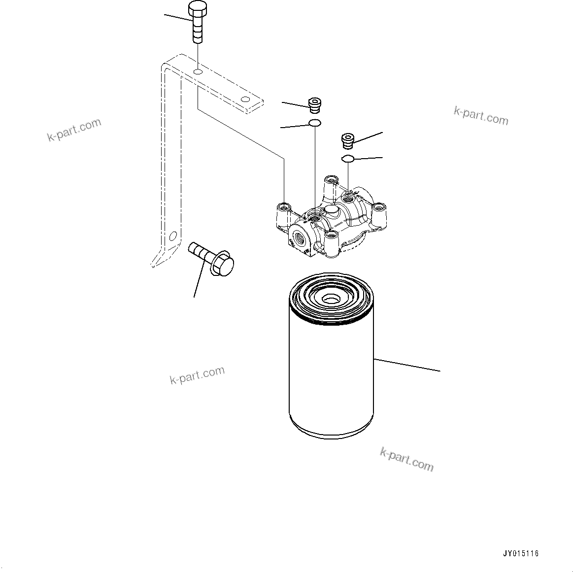 Komatsu parts book diagram for SAA4D107E-1D S/N 26527701-UP (For PC160LC-8): FUEL FILTER (#26541105-)