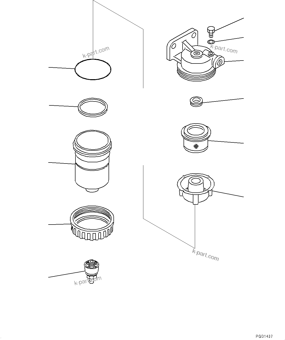 Komatsu parts book diagram for SAA4D107E-1D S/N 26527701-UP (For PC160LC-8): WATER SEPARATOR (#26541259-)