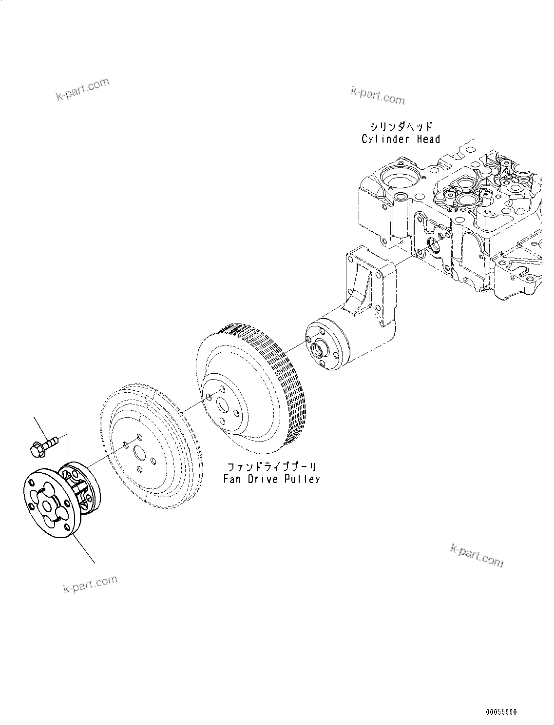Komatsu parts book diagram for SAA4D107E-1D S/N 26527701-UP (For PC160LC-8): COOLING FAN SPACER (#26527701-)