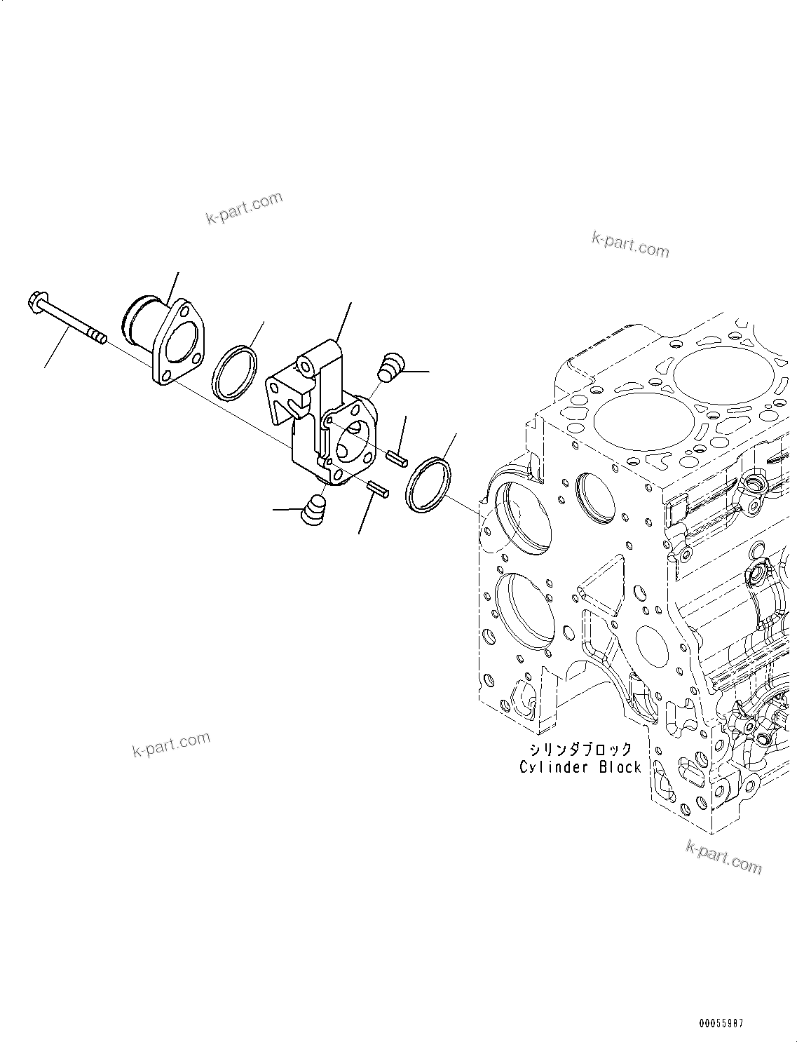 Komatsu parts book diagram for SAA4D107E-1D S/N 26527701-UP (For PC160LC-8): WATER INLET CONNECTOR (#26527701-)