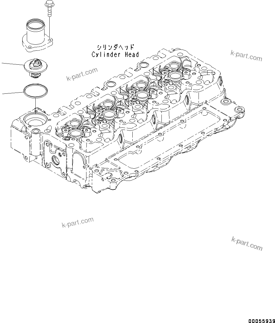 Komatsu parts book diagram for SAA4D107E-1D S/N 26527701-UP (For PC160LC-8): THERMOSTAT (#26527701-)
