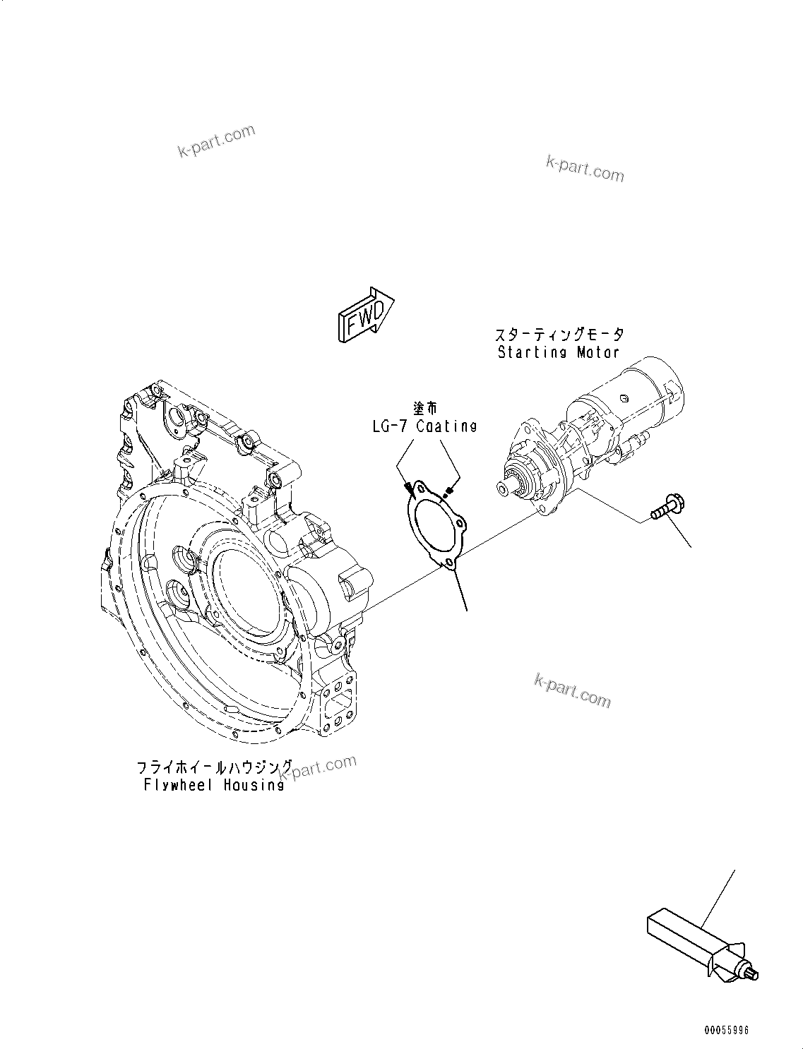 Komatsu parts book diagram for SAA4D107E-1D S/N 26527701-UP (For PC160LC-8): STARTING MOTOR MOUNTING (#26527701-)