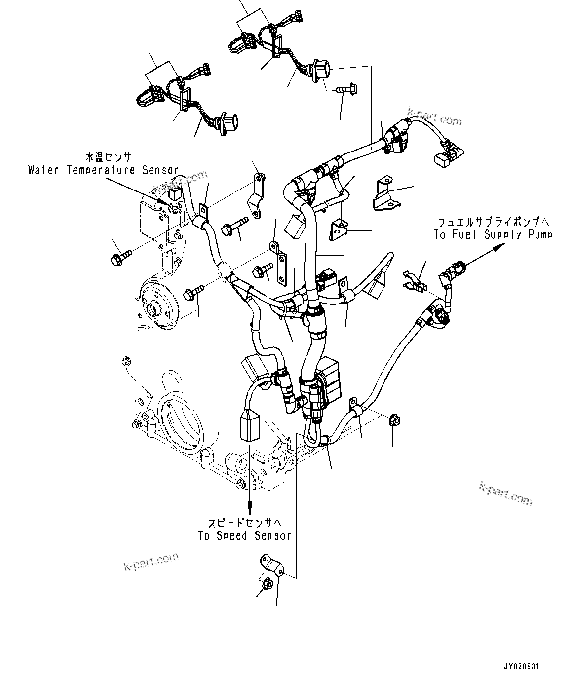 Komatsu parts book diagram for SAA4D107E-1D S/N 26527701-UP (For PC160LC-8): WIRING HARNESS (#26527701-)