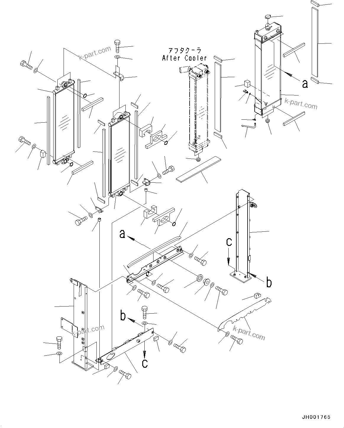 Komatsu parts book diagram for PC190NLC-8 S/N K50001-UP: COOLING SYSTEM, RADIATOR AND OIL COOLER