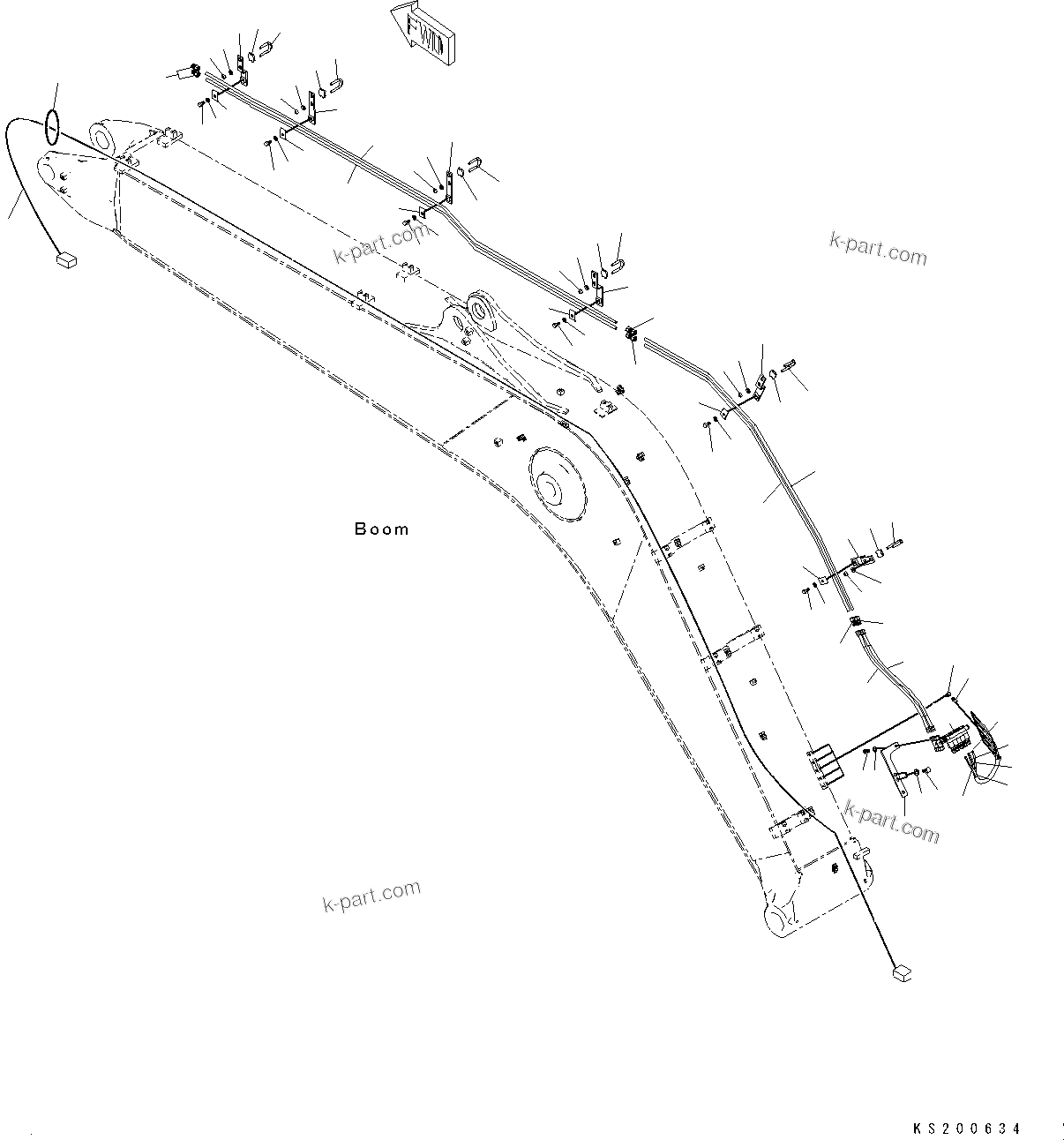Komatsu parts book diagram for PC190NLC-8 S/N K50001-UP: BOOM, AUTO GREASE PARTS