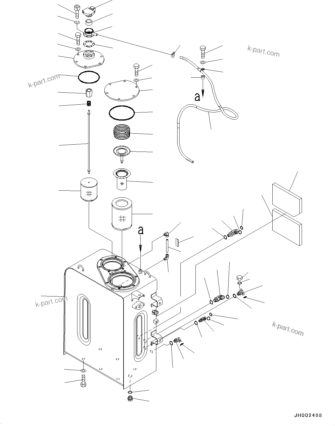 Komatsu parts book diagram for PC190NLC-8 S/N K50001-UP: HYDRAULIC OIL TANK, 1-ACTUATOR