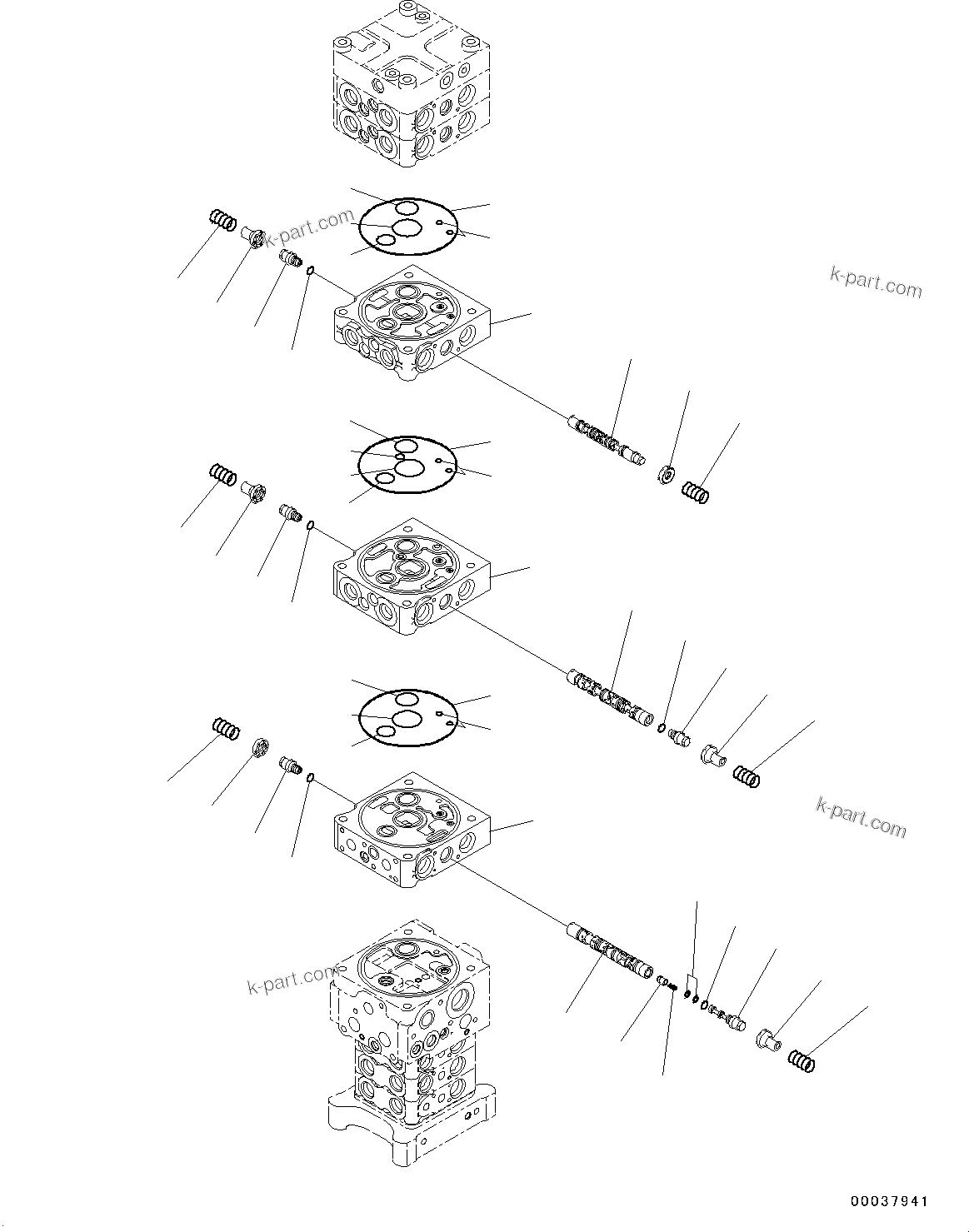 Komatsu parts book diagram for PC190NLC-8 S/N K50001-UP: MAIN CONTROL VALVE, 1-ACTUATOR, 2-PIECE BOOM, INNER PARTS (2/31)