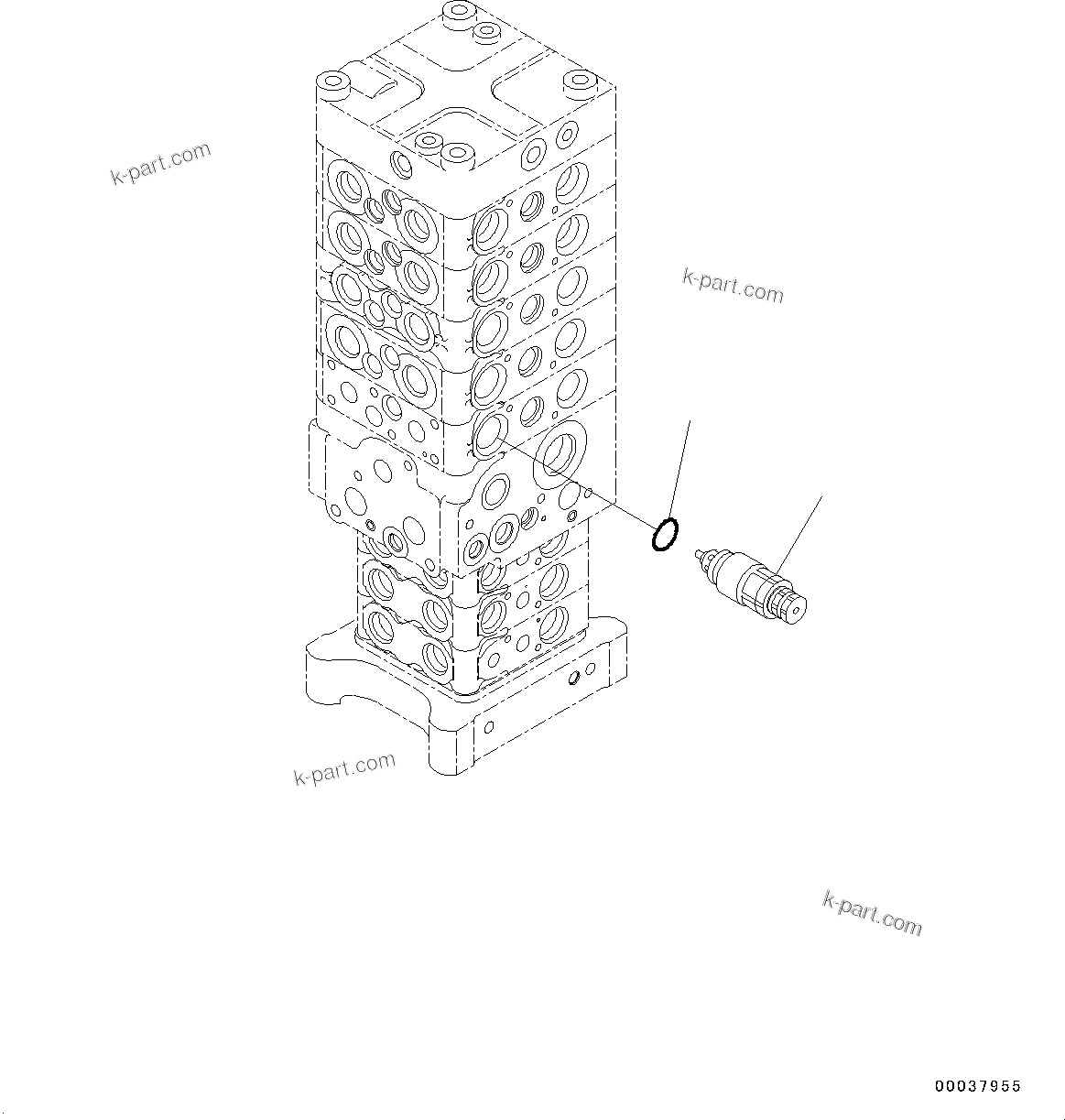 Komatsu parts book diagram for PC190NLC-8 S/N K50001-UP: MAIN CONTROL VALVE, 1-ACTUATOR, 2-PIECE BOOM, INNER PARTS (16/31)