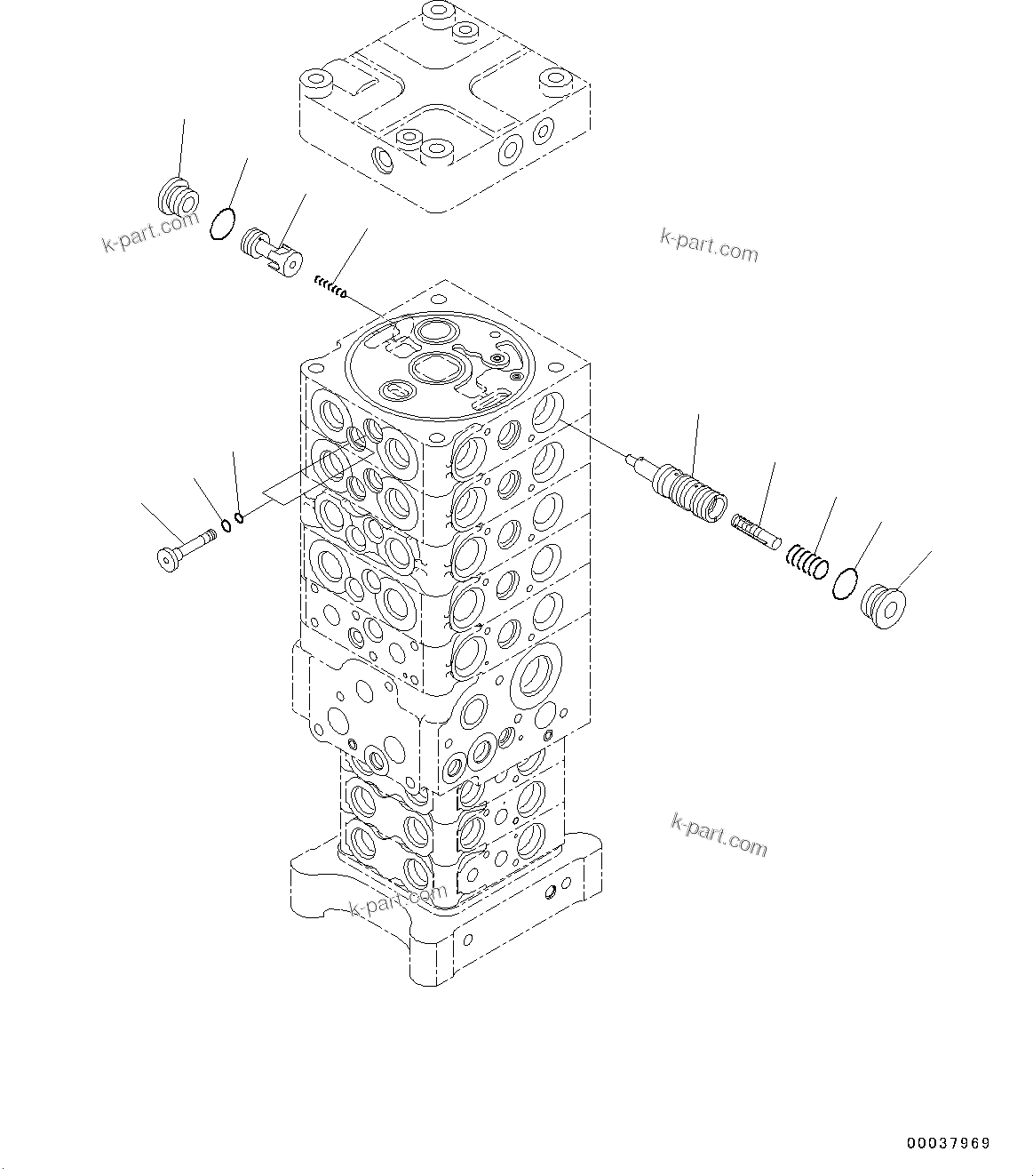 Komatsu parts book diagram for PC190NLC-8 S/N K50001-UP: MAIN CONTROL VALVE, 1-ACTUATOR, 2-PIECE BOOM, INNER PARTS (30/31)