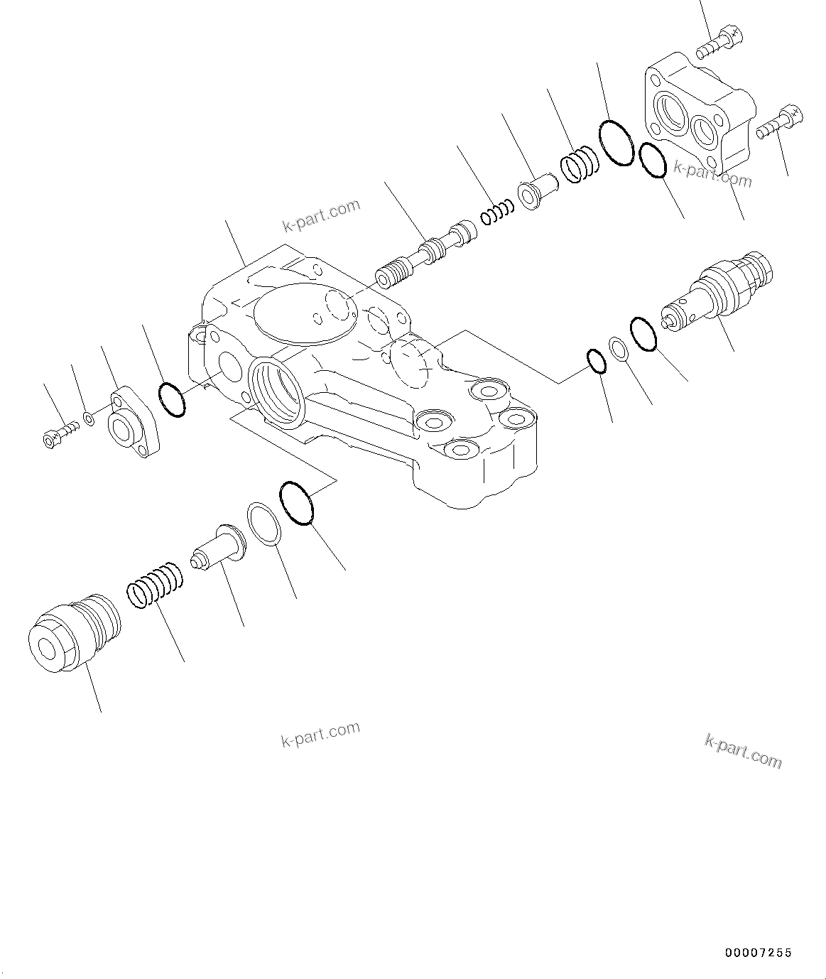 Komatsu parts book diagram for PC190NLC-8 S/N K50001-UP: BURST VALVE CIRCUIT, 2-PIECE BOOM, BURST VALVE, FOR BOOM CYLINDER, LHS (1/2)
