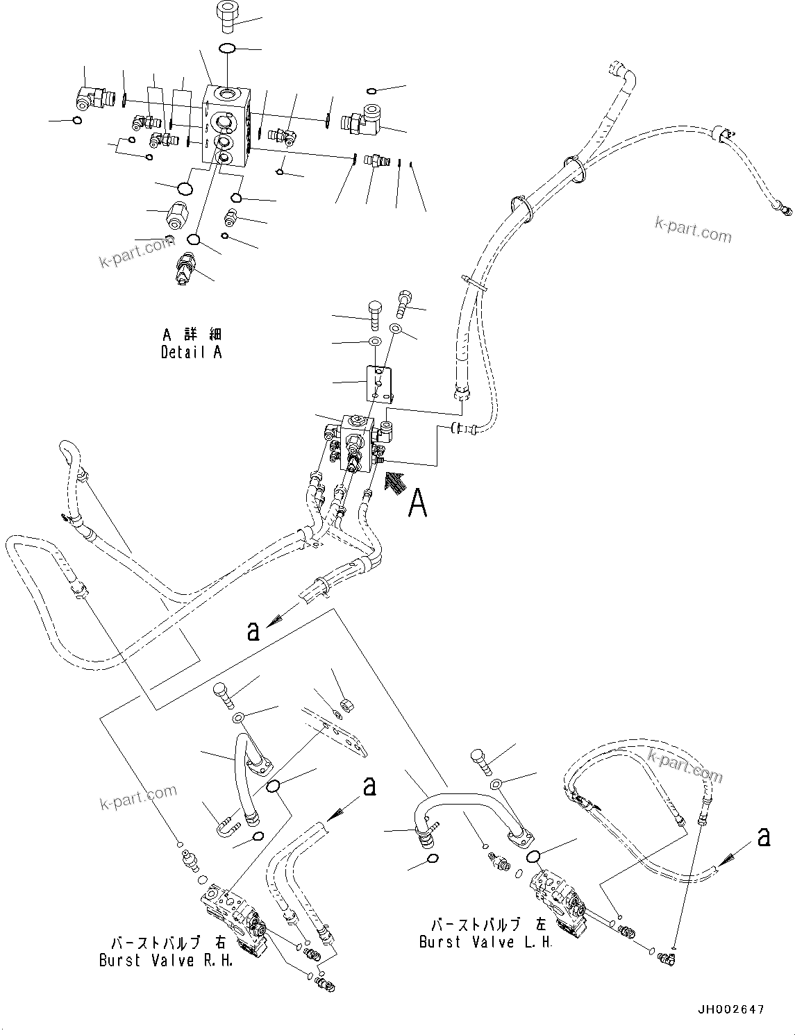 Komatsu parts book diagram for PC190NLC-8 S/N K50001-UP: BURST VALVE CIRCUIT, BOOM, CHASSIS SIDE